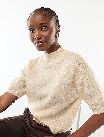 Pull col rond en mohair uni