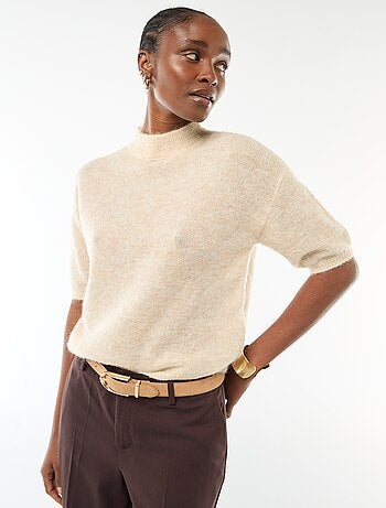 Pull col rond en mohair uni