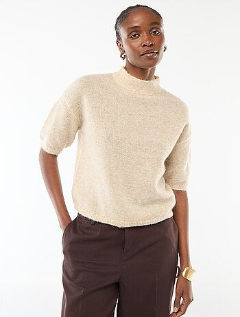 Pull col rond en mohair uni