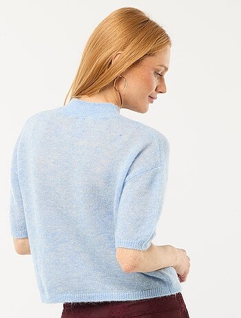 Pull col rond en mohair uni
