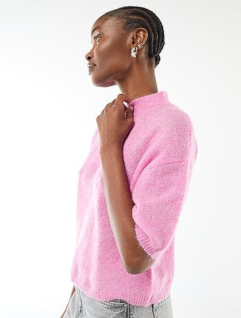 Pull col rond en mohair uni