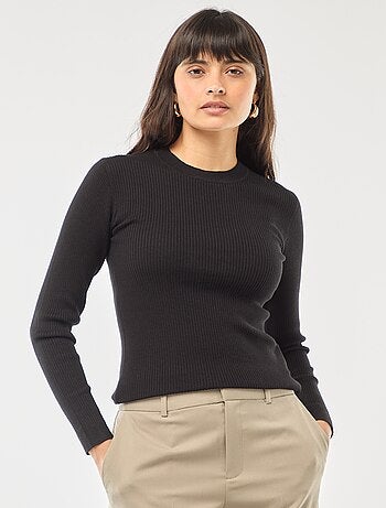 Pull col rond en rib uni
