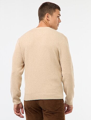 Pull col rond gaufré uni