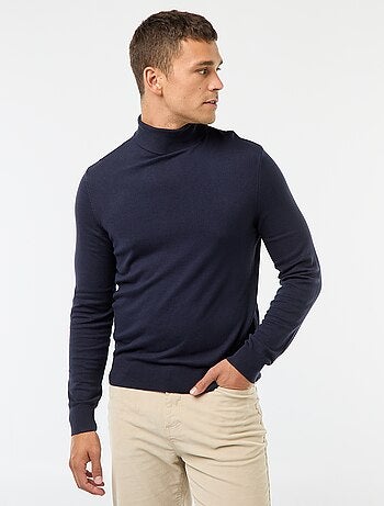 Pull col roulé uni