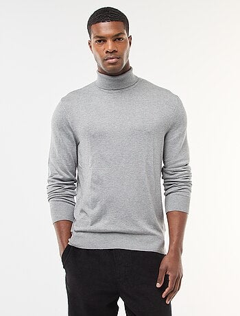 Pull col roulé uni