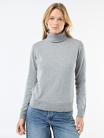 Pull col roulé uni