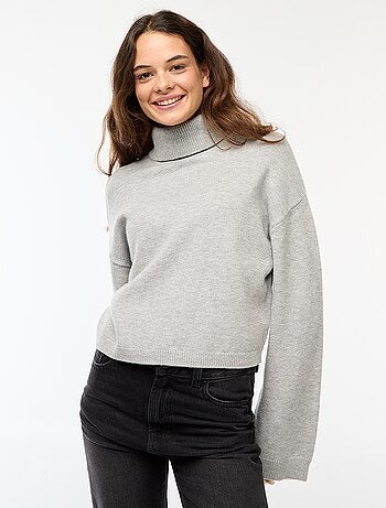 Pull col roulé uni