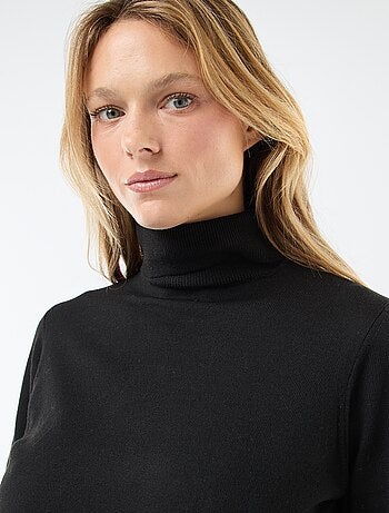 Pull col roulé uni