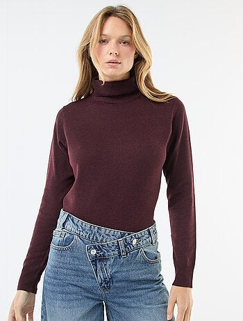 Pull col roulé uni