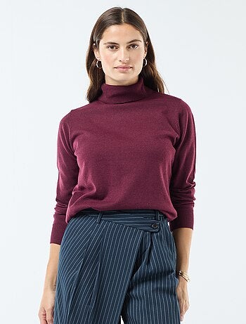 Pull col roulé uni