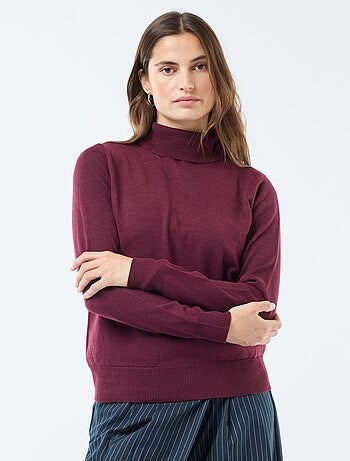 Pull col roulé uni