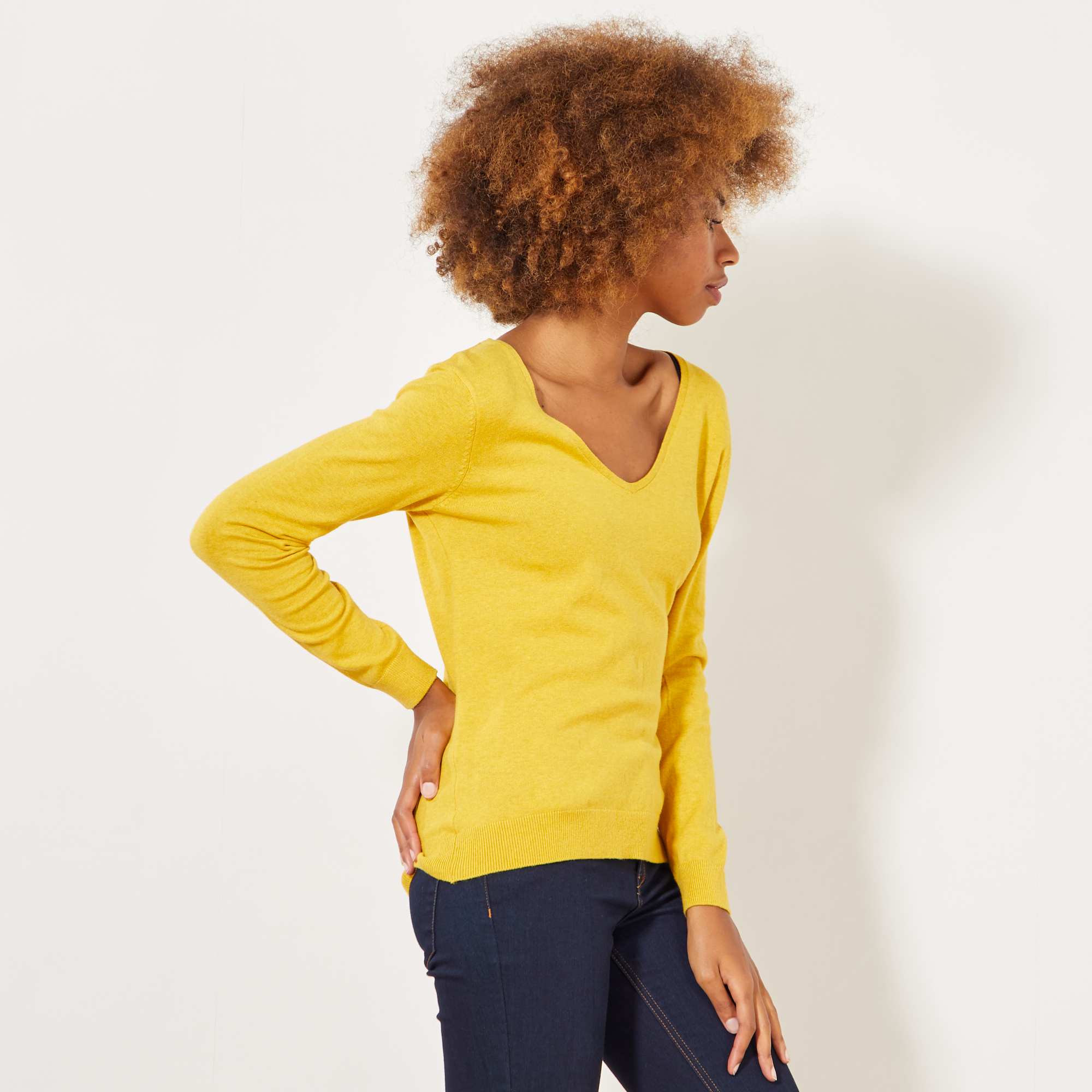 Pull col V fine maille Femme - Kiabi - 10,00€