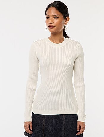 Pull côtelé manches longues