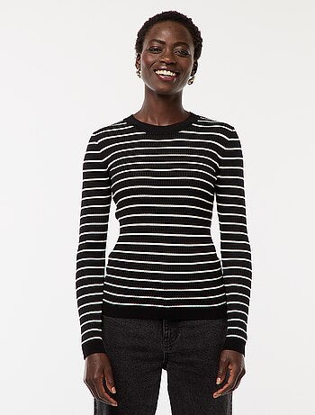 Pull côtelé manches longues