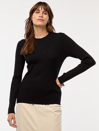 Pull côtelé manches longues