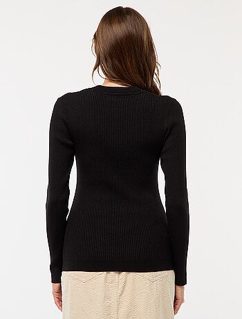 Pull côtelé manches longues