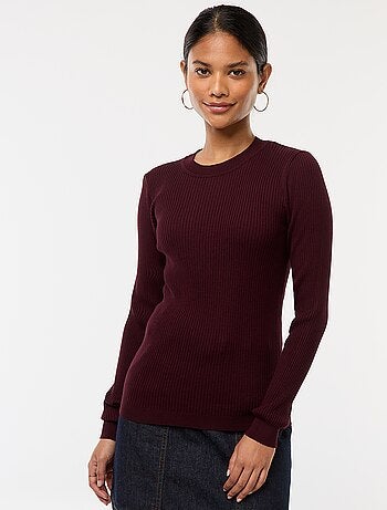 Pull côtelé manches longues
