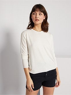 Pull court en maille fine unie - Kiabi
