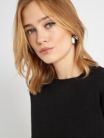 Pull court en maille fine unie - Kiabi