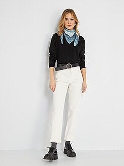 Pull court en maille fine unie - Kiabi