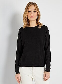 Pull court en maille fine unie - Kiabi