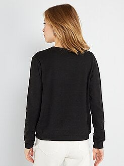 Pull court en maille fine unie - Kiabi