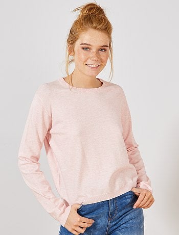Pull court en maille fine unie - Kiabi