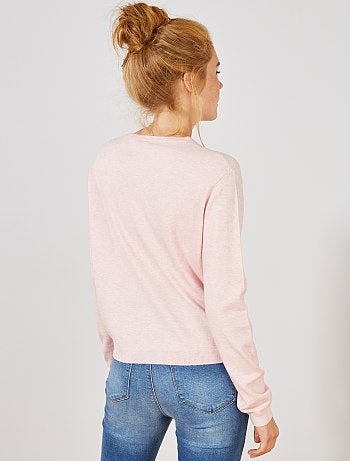 Pull court en maille fine unie - Kiabi