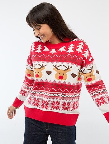 Pull de Noël en jacquard 'renne'