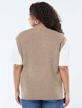 Pull effet 2-en-1 avec liens à nouer