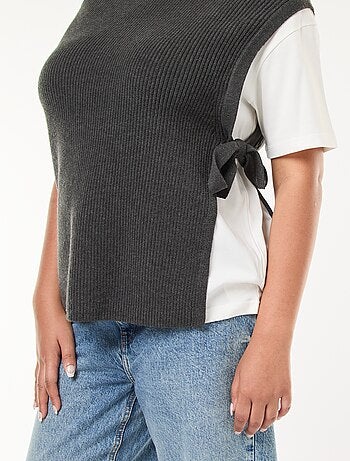 Pull effet 2-en-1 avec liens à nouer