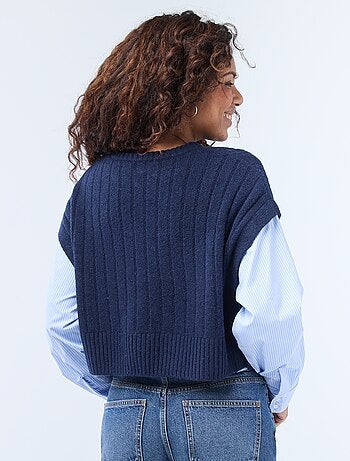 Pull effet 2-en-1 pull + chemise