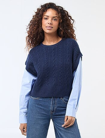 Pull effet 2-en-1 pull + chemise