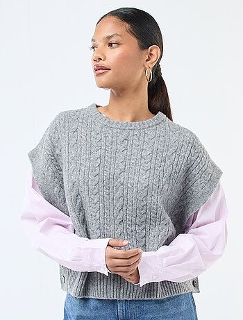 Pull effet 2-en-1 pull + chemise