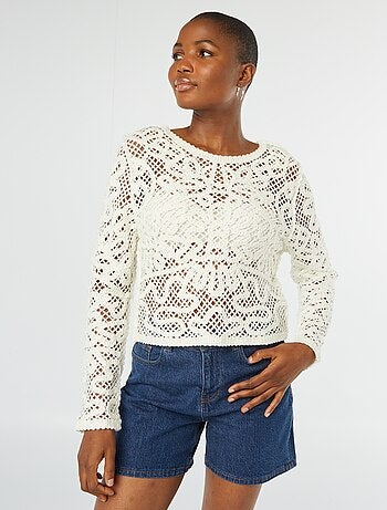 Pull en crochet à manches longues