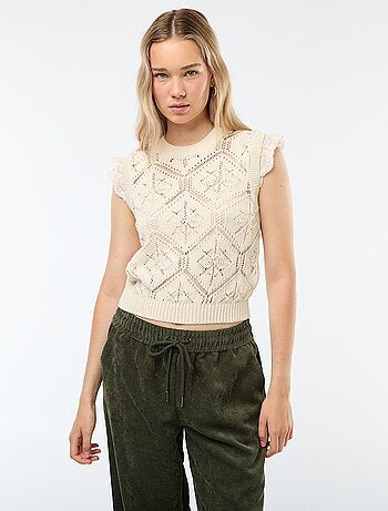 Pull en crochet sans manches