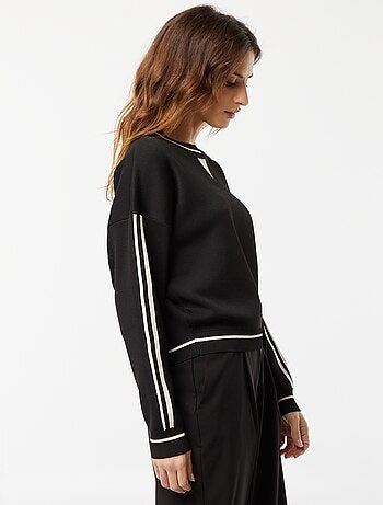 Pull en fine maille côtelée bicolore