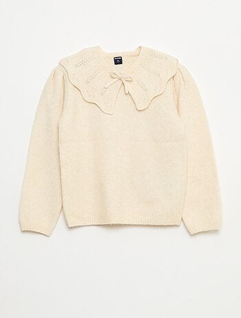 Pull en maille avec collerette amovible