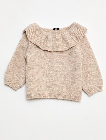 Pull en maille avec collerette côtelée