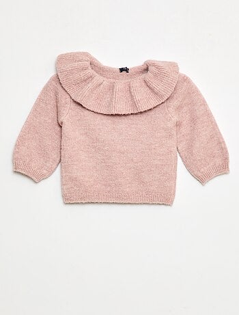 Pull en maille avec collerette côtelée