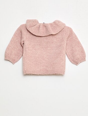 Pull en maille avec collerette côtelée