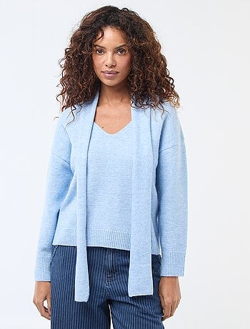 Pull en maille avec écharpe grosse jauge