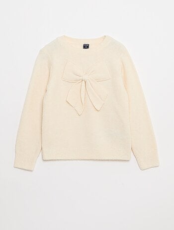 Pull en maille avec nœud fantaisie devant