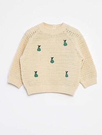 Pull en maille broderies 'poire'
