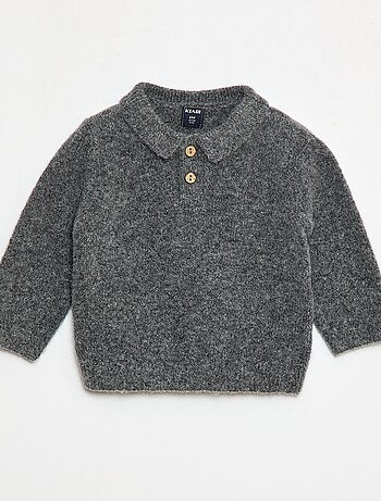 Pull en maille douce avec col polo boutonné