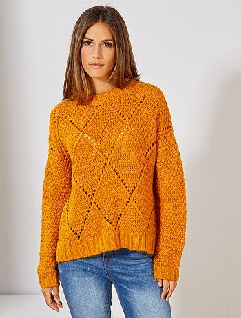 Pull en maille effet losanges - Kiabi