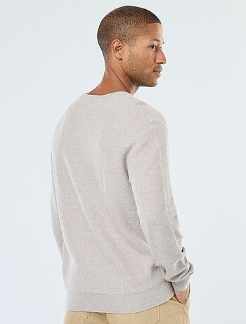 Pull en maille fantaisie à col rond boutonné