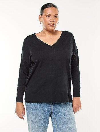 Pull en maille fine avec col V