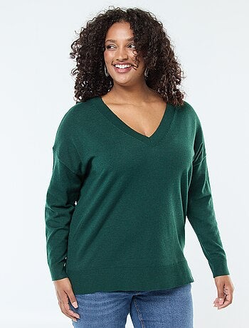 Pull en maille fine avec col V