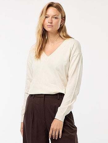 Pull en maille fine col V